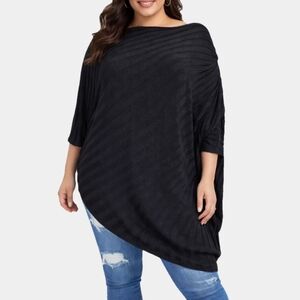 Lane Bryant Knit Asymmetrical Hem Metallic Elbow Sleeve Poncho Sweater Sz 18/20